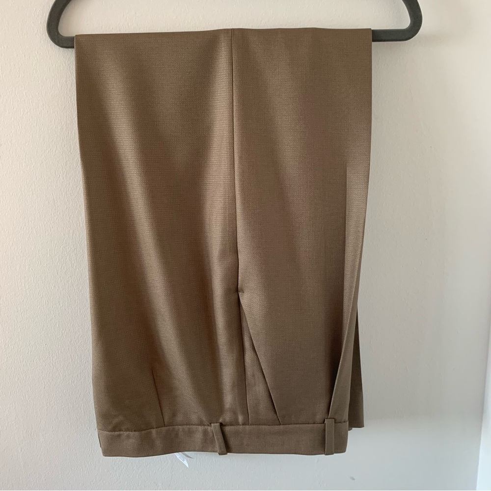Zara RARE Straight Cut Pleated Pants with Pockets‎ In Khaki Size L - Picture 7 of 11
